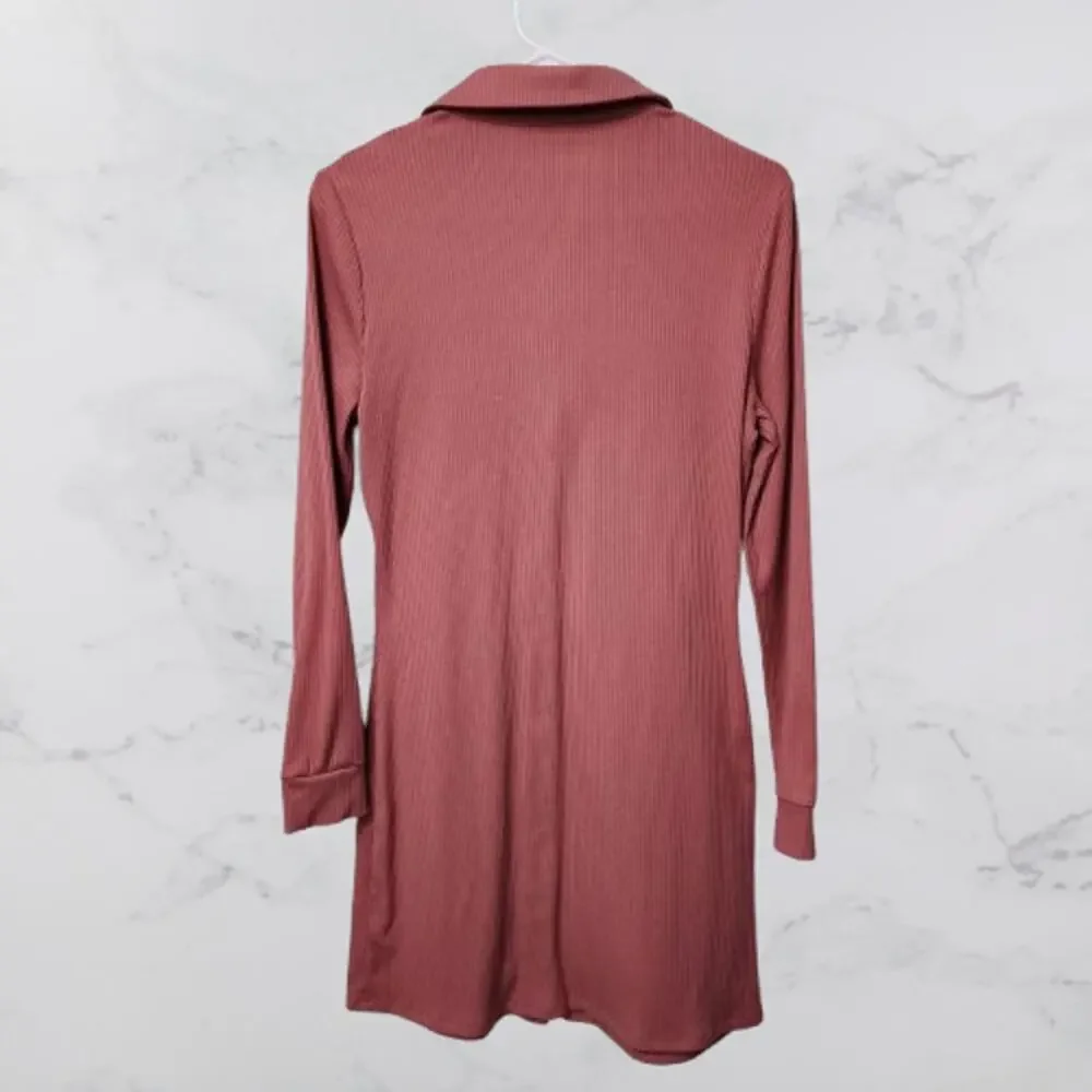 WAYF Mini Button Down Ribbed Shirt Dress Small